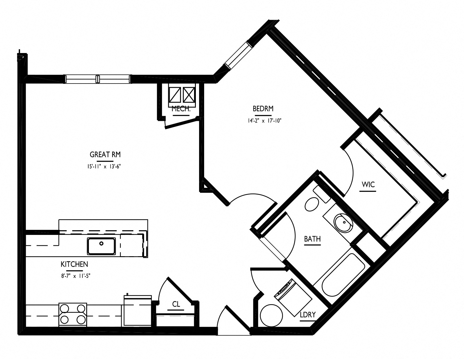 floorplan of apartment 3916